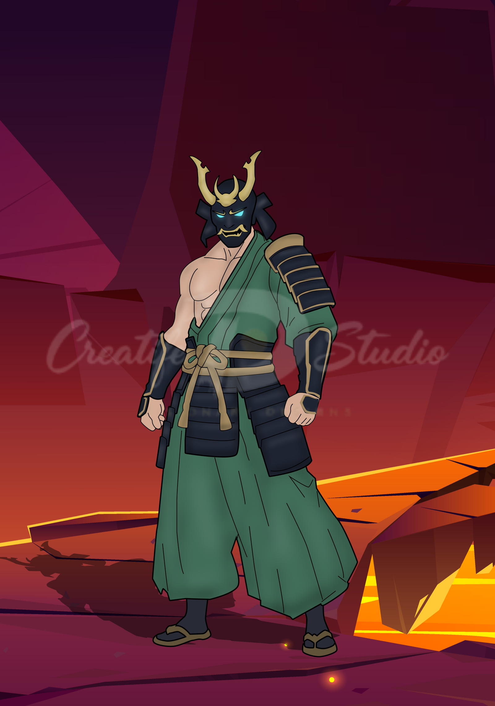 Samurai Warrior Character 2D Model