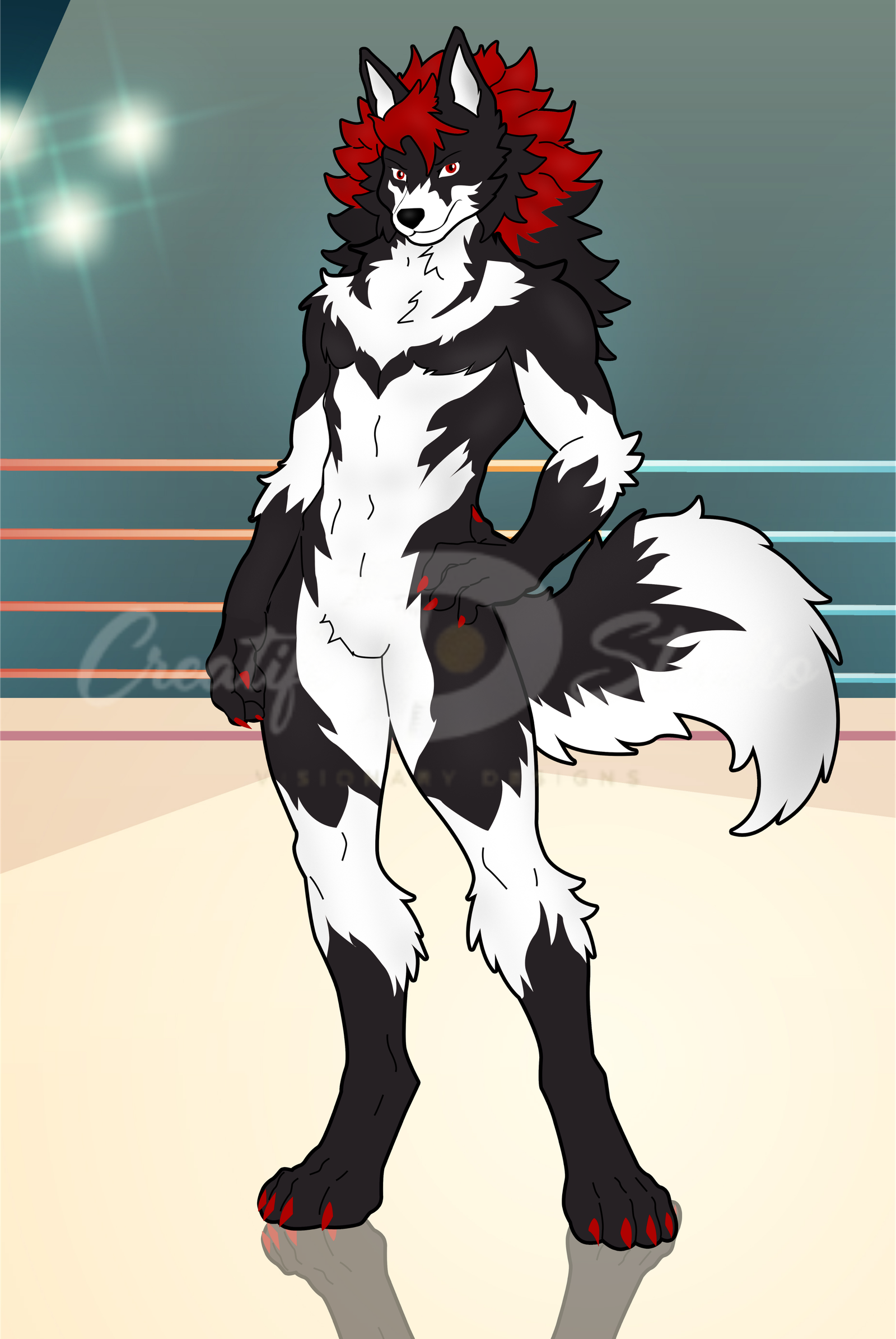 Lycanroc Midnight Form Wrestler 2D Furry Model